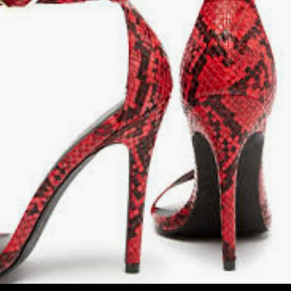 Red/Black Snakeskin Heels - Picture 3 of 8